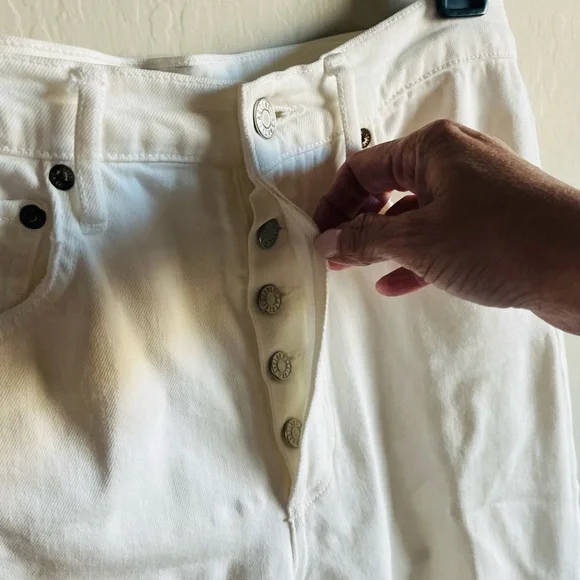 Agolde Riley High Rise Straight Crop White Size 25 Preppy Classic Vacay - Picture 7 of 8
